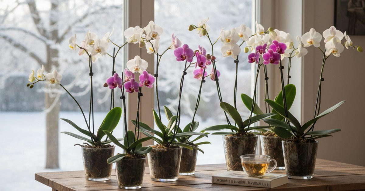 Orchidées et lumière hivernale : réussir la floraison